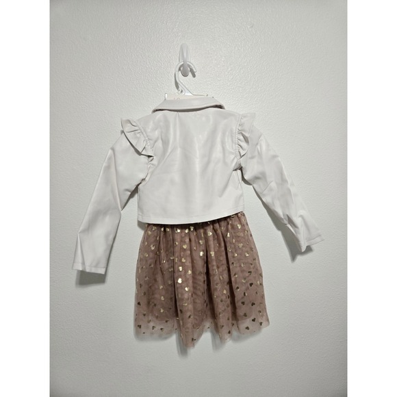 Little Lass Girls Outfit Set Dress & Jacket Size 5‎ Hearts Faux Leather - Picture 8 of 8